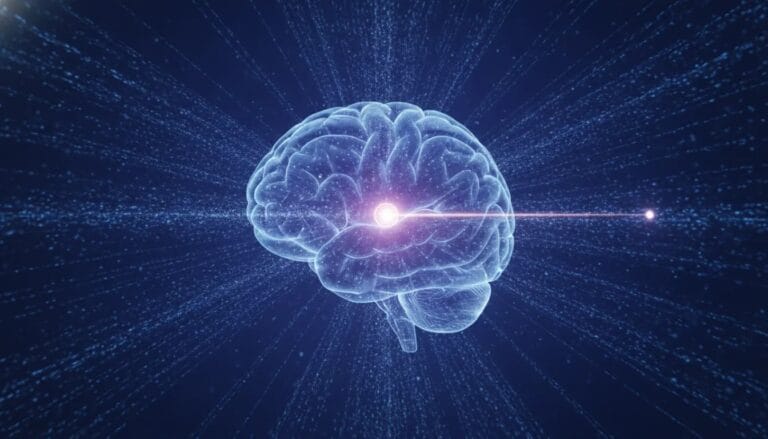 Illustrazione concettuale di un cervello che filtra milioni di dati sensoriali e lascia passare solo una piccola parte verso la coscienza.